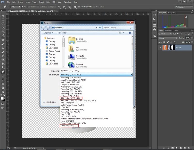 Save As JPG or TIFF