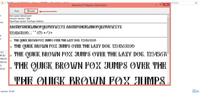 Installation fonts