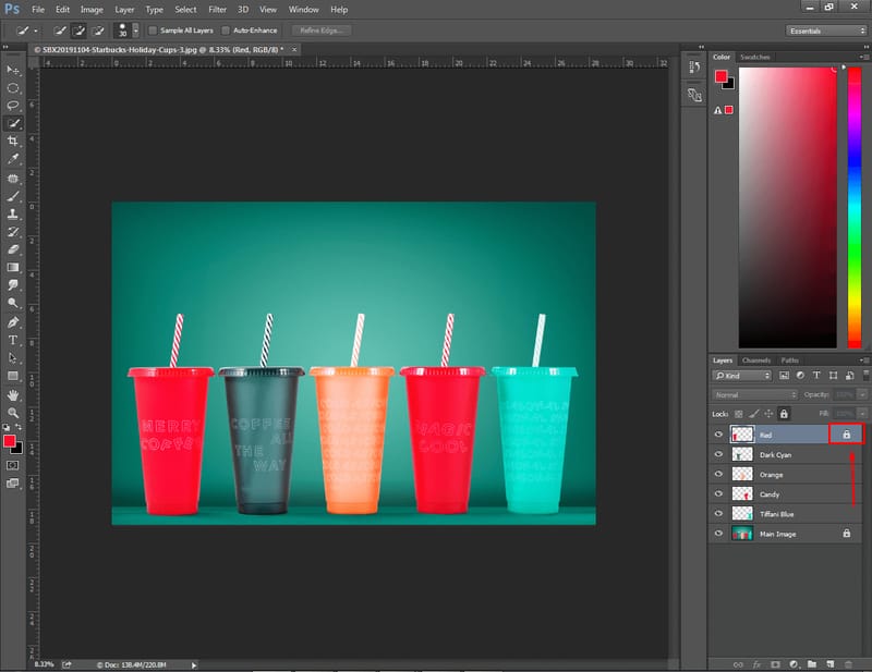 how to unlock layers in Photoshop