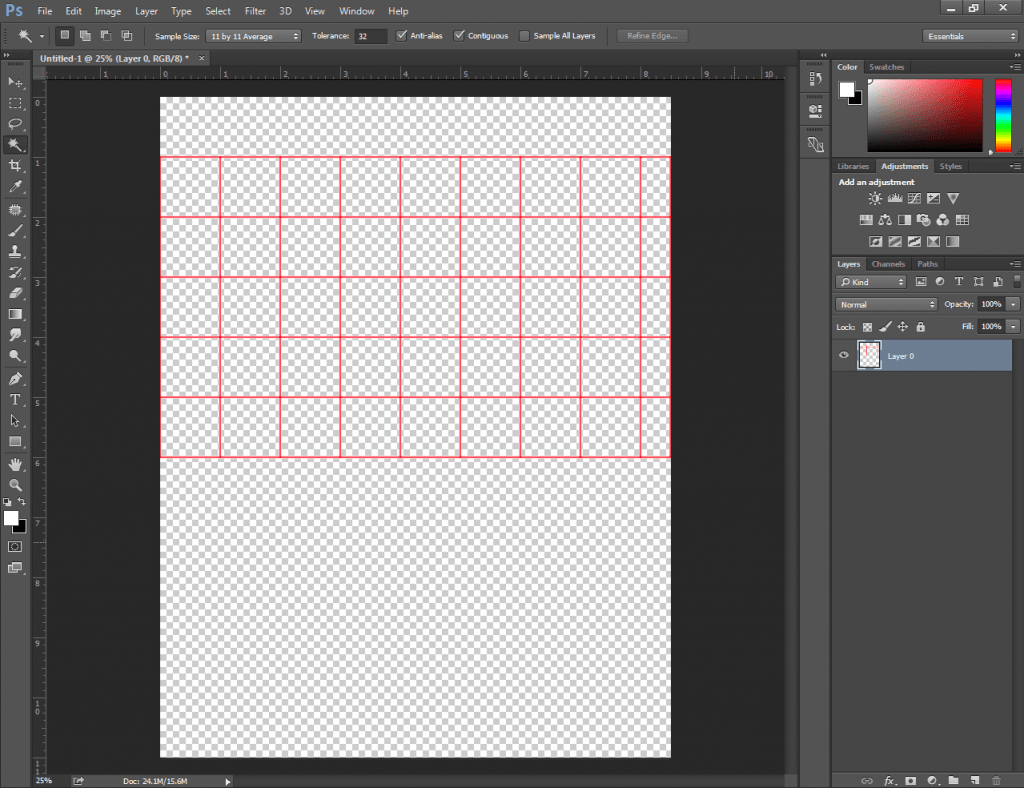 Delete Cells of a Table in Photoshop