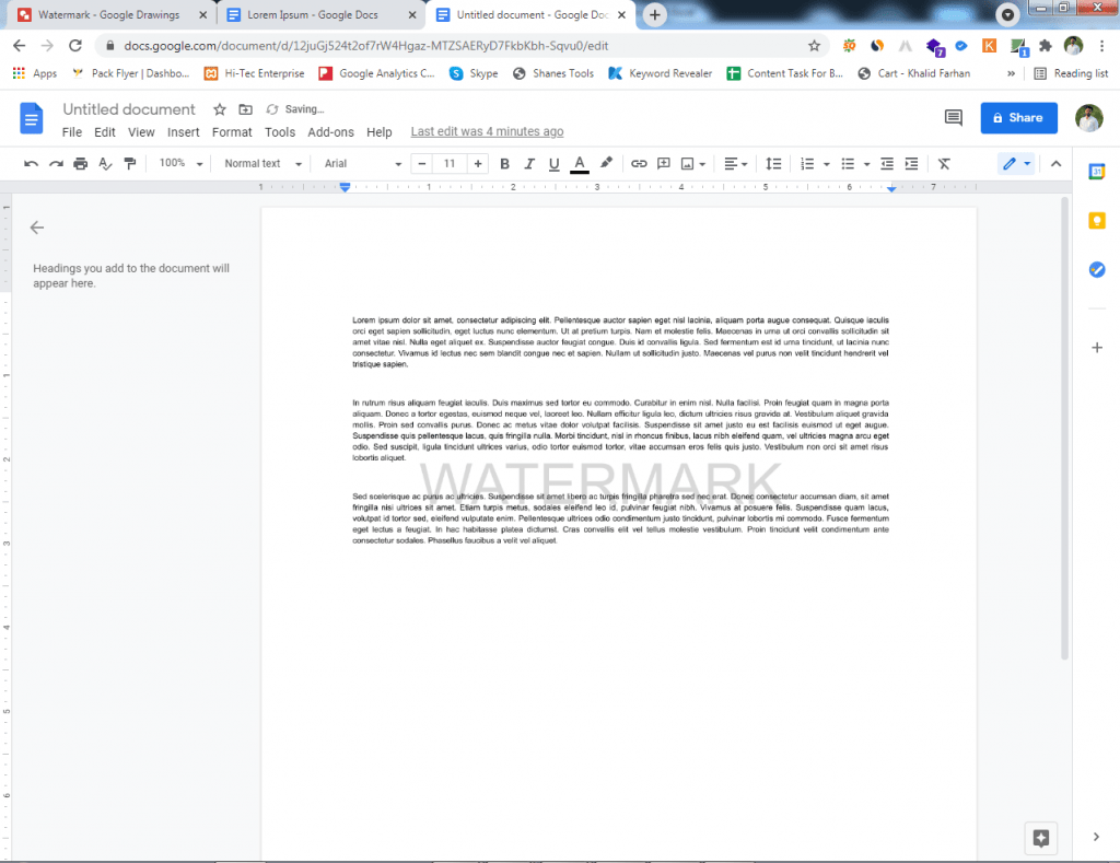 Watermark in Google doc