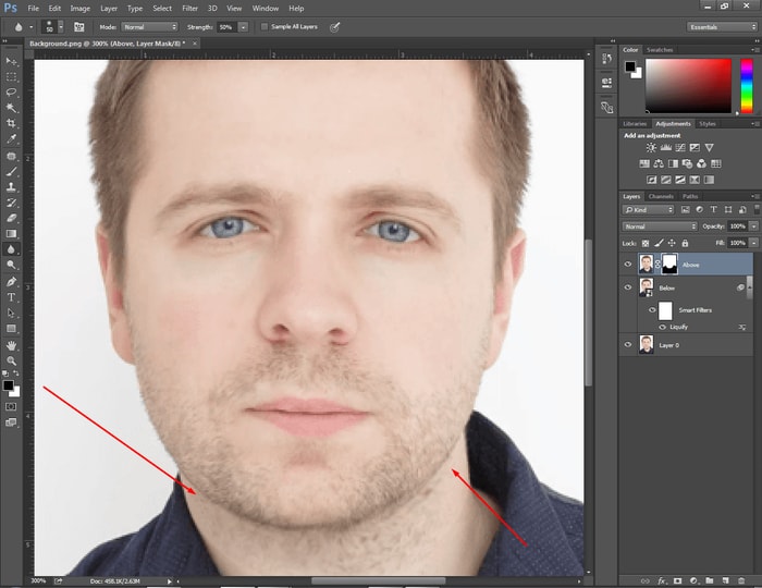 how to get rid of a double chin in photoshop