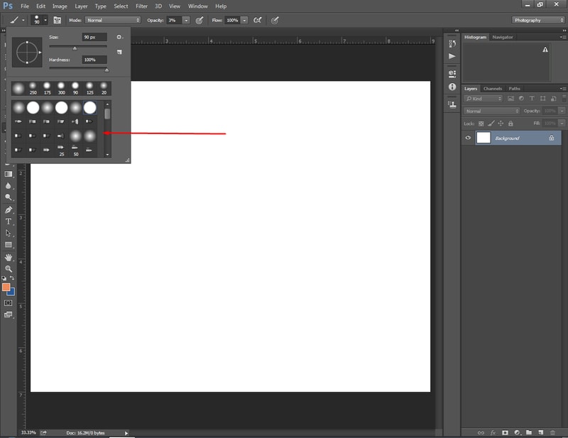 Choose The Square Brush Option